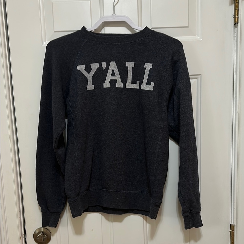 Black Crewneck Sweater with 'Y'ALL' Print